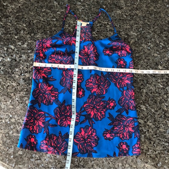 J CREW Factory Blue & Pink Floral Racerback Camisole/Tank Top - Picture 8 of 9